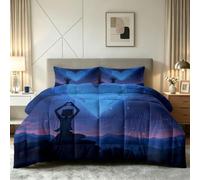 Couette 140 x 200 cm Imprimée Enfant - 4 Saisons, Couette 1 Personne Fantaisie Château, 2 Taies d'oreiller 65x65, Féérique Forêt Cascade Edredon Douce Confortable Microfibre Douce sans Housse