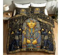 Couette 140 x 200 cm Jaune Doré Enfant Couette 4 Saisons, Rune Géométrique Pharaon Égyptien Tempérée Couette sans Housse, Égyptien Ancien Edredon Anti Allergie pour Lit 2 Personne Microfibre