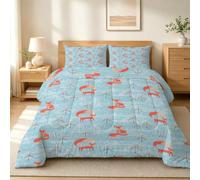 Couette 140x200 Enfant Renard Mignon - Édredon 4 Saisons Confortable en Microfibre Respirante, Animaux De La Forêt - Lavable en Machine - Décoration Chambre MJ135