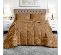 Couette 140x200 Imprimée Réversible Damas Floral Duvet 1 Personne | Classique Vintage Douce Couette sans Housse Lavable pour Enfant, Édredon 4 Saisons avec 2 Taie d'oreiller 3a160