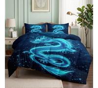 Couette 155x220 cm Imprimée Dragon Chinois, Couette Réversible 4 Saisons | Couette Douce en Microfibre pour Lit 1 Personnes, Edredon Réversible Animaux Fantastiques avec Taies d'oreiller 65x65 cm