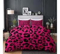 Couette 160x200 cm Mode Motif léopard Guépard Animal Print Imprimée 4 Saisons pour Lit 2 Personnes, Edredon Réversible Couette Legere, Super Doux Sans Houss et 2 Taies d'oreiller 65x65 cm- Pop Art