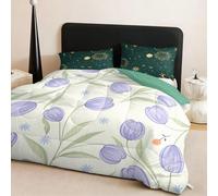 Couette 160x200 Edredon Couette Ete Duvet Edredon Duvet Édredon Couettes | Doux Confortable Polyester,Respirante Legere,4 Saisons Chaude Lavable,avec 2 Taies D'oreiller 50x75cm,Violet Vert Clair
