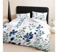 Couette 160x200 Edredon Couette Ete Duvet Edredon Duvet Édredon Couettes | Doux Confortable Polyester,Respirante Legere,4 Saisons Chaude Lavable,avec 2 Taies D'oreiller 50x75cm,Blanc Bleu Foncé