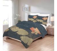 Couette 180x220 4 Saisons Lotus, Couette Imprimée Botanique, Couette 2 Personnes Motif Aquarelle, Lavable Couette sans Housse, Edredon Réversible avec 2 Taies d'oreiller U-774