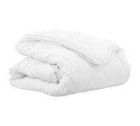 Couette 2 en 1 - Blanc - 201 x 201 x 9 cm - En microfibre de polyester - Couette toutes saisons avec boutons à clip - Pour l'été et l'hiver - Respirante - Facile à laver