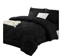 Couette 2 En 1 Easy Sleep with 2 Pillowcases,Easy Washing (Black,220*240cm) | Soft Breathable Microfibre with Lightweight Fibre Filling,Machine-Washable,for Comfortable Year-Round Use