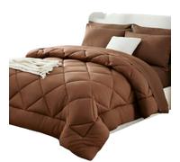 Couette 2 En 1 Easy Sleep with 2 Pillowcases,Easy Washing (Brown,220*240cm) | Soft Breathable Microfibre with Lightweight Fibre Filling,Machine-Washable,for Comfortable Year-Round Use
