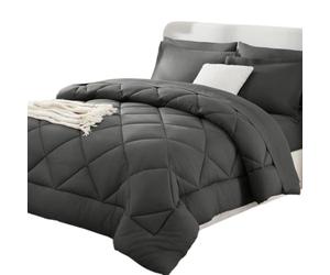 Couette 2 En 1 Easy Sleep with 2 Pillowcases,Easy Washing (Gray,220*240cm) | Soft Breathable Microfibre with Lightweight Fibre Filling,Machine-Washable,for Comfortable Year-Round Use