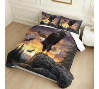 Couette 200 x 200 cm 4 Saisons Aigle à tête Blanche des forêts Microfibre Respirante Coucher de Soleil pour Lit 2 Personne, Couette Confort Léger Chaud Durable