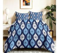 Couette 200 x 200 cm 4 Saisons, Classique Minimaliste Duvet 2 Personnes Douce Légère et Chaude, Couette Imprimée Réversible Plantes Feuilles Pois, Edredon avec 2 Taies d'oreiller