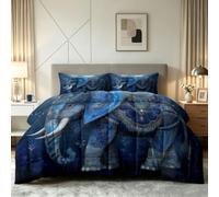 Couette 200 x 220 cm Enfant Éléphant, Couette Imprimée 4 Saisons pour Lit 1 Personnes - Duvet Réversible Chaud Bohème Animaux Sauvages, Douce Édredon sans Housse et 2 Taie d'oreiller 65x65 cm