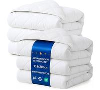 Couette 200x135 cm - edredon hiver Parure: 2 X Couette Blanche en Microfibre 135 x 200 cm Oeko-Tex