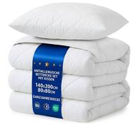 Couette 200x140 cm - edredon toutes saisons Parure: Couette Blanche en Microfibre 140 x 200 cm avec Oreiller 80X80 cm Oeko-Tex