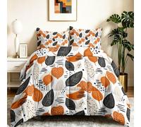 Couette 220 x 240 cm 4 Saisons, Nordique Minimaliste Duvet 2 Personnes Douce Légère et Chaude, Couette Imprimée Réversible Plantes Feuilles Géométrique Taches, Edredon avec 2 Taies d'oreiller