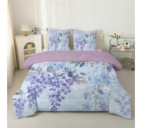 Couette 220x240 4 Saisons, Impression oiseaux et fleurs Sans Housse Réversible Légère Imprimée Tempérée Pour Lit 2 Personnes Plantes abstraites - Edredon Duvet 240x220 ＋ 2 Taies d'oreiller Violet C68