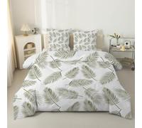 Couette 220x240 4 Saisons Plantes à feuilles de palmier - Edredon 240x220 Forêt Imprimée pour Lit 2 Personnes Réversible Tempérée - Couette sans Houss et 2 Taies d'oreiller Feuilles vertes C12