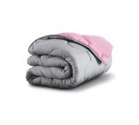 IDMarket - Couette 220x240 CM Abby Bicolore Rose et Gris 300 GR