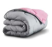 IDMarket - Couette 220x240 CM Abby Bicolore Rose et Gris 300 GR