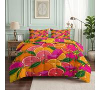 Couette 220x240 cm Imprimée Fruits, 2 Personnes | 4 Saisons Couette Réversible sans Housse - Chaude Coton Douce et Confortable Couverture Quilting avec 2 Taies d'oreiller