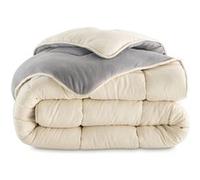 IDMARKET Couette 220x240 CM ZOE polaire biface gris et crème 400 gr
