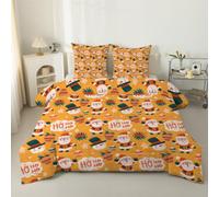 Couette 220x240 Imprimée Thème de Noël - Couette 4 Saisons sans Housse Motif de fête pour Lit 2 Personnes en Microfibre Réversible Ultra Douce Lavable en Machine Bonhomme de neige avec lettres C184
