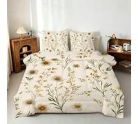 Couette 240x220 Boho Imprimée, Aquarelle Floral Couette sans Housse 2 Personnes en Microfibre, Réversible Ultra Douce Parure lit 3 Pièces avec 2 Taie d'oreiller - 4 Saisons Lavable en Machine I&Po192