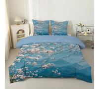 Couette 240x260 Mont Fuji Legere 260x240 Impression coucher de soleil Tempérée 4 Saisons pour Lit 2 Personnes Réversible - Couette sans Houss et 2 Taies d'oreiller Fleurs de cerisier roses C60