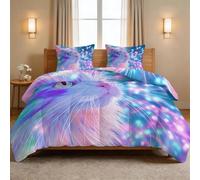 Couette 4 Saisons 140 x 200 cm Multicolore, Couette Imprimée Ciel Étoilé Anime pour lit 1 Personne, Édredon Réversible sans Housse Animaux Chats - Douce Légère 300GSM avec 2 Taies d'oreiller