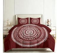 Couette 4 Saisons 155x220 cm Mandala Floral Géométrique, Couette Imprimée Bohème pour Lit 1 Personnes, Édredon Réversible Légère et Chaude Doux, Lavable en Machine avec 2 Taie d'oreiller 65x65 cm