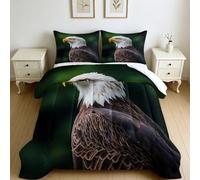 Couette 4 Saisons 200 x 200 cm Aigle à tête Blanche pour Lit 2 Personnes, Couette Brun sans Housse avec 2 Taies d’Oreiller, Lavable en Machine
