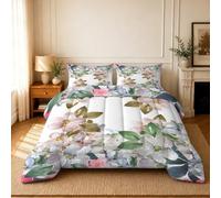 Couette 90x190 Enfant, champêtre vintage - Couette Sans Houss Legere Tempérée 4 Saisons Imprimée Pour Lit 1 Personne - Aquarelle Grands floraux Edredon Hiver Réversible et 2 Taies d'oreiller UH231