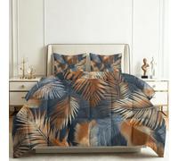 Couette Abstrait Botanique Feuilles Palmier 200x200 cm Toutes Saisons, Édredon Microfibre Imprimée Tropical pour Lit 2 Personnes, Couette Réversible Douce Lavable avec 2 Taies d'oreiller 65 x 65 cm