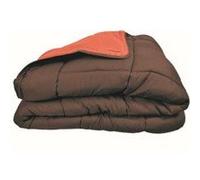Couette bicolore Polyester Chocolat/Corail 240 x 260 cm - POYET MOTTE - Gamme CALGARY