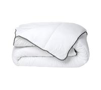 Couette Câline toucher soie 140 x 200 cm - 250 g/m² - Blanc biais gris - BIESYA