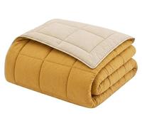 Couette Chaude Réversible CALGARY 200 x 200 cm, Microfibre Fibre Creuse 400g/m², Miel et Galet