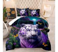 Couette Chute du Tigre De Lune Edredon Polyester Respirante Couette 2 Personnes Lavable Couette Hiver 4 Saisons Couette Chaude Epaisse Édredon+2 Taies d'oreiller(50x75cm) 200x200cm