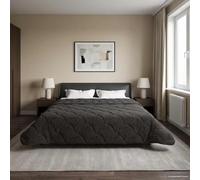Couette d'été anthracite 200 x 220 cm en microfibre polaire respirante avec rembourrage en fibres pour l'intérieur facile à laver et facile d'entretien
