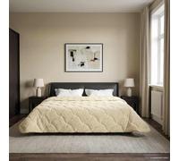 Couette d'été crème 200 x 240 cm en microfibre et polaire en peluche respirante légère pour l'intérieur avec rembourrage en fibres certifiée Oeko-Tex Facile d'entretien et durable