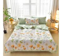 Couette D'été Édredon, Douce et Respirante réversible Couverture en Microfibre- Courtepointe Légère Et Respirante Couvre Lit 2 Personnes Matelassé Lavable en Machine (Rêve d'été, 180*200CM)