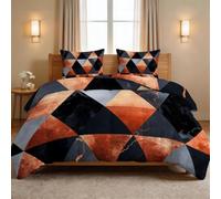 Couette d'été Matelassé Modern Abstract Industrial 200 x 200 cm 100% Coton Lavé Couverture Fraîche, Édredon Douce Et Léger pour 2 Personnes, Geometric Triangles Marble Pattern Multicolour Courtepointe