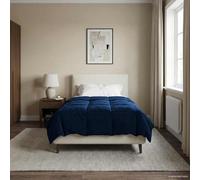 Couette d'été rembourrée bleu foncé 155 x 200 cm microfibre respirante facilement lavable avec design matelassé et côté velours doux pour un climat chaud et un sommeil confortable dans la chambre à