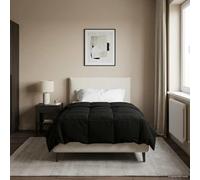 Couette d'été rembourrée en microfibre - 140 x 220 cm - Noir - Respirante - Facile à laver - Pour chambre à coucher - Couette toute l'année - Avec côté en velours doux et design durable