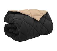 Couette d'hiver en microfibre - 200 x 220 cm - Noir/taupe - Avec rembourrage en polyester - Respirante - Chaude - Facile d'entretien - Pour chambre à coucher et confort aux personnes allergiques