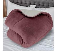 Couette doublée polaire microfibre 220x240 cm BICOLORE vieux rose et ivoire, par Soleil d'ocre
