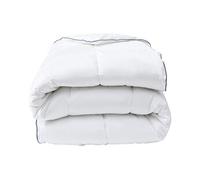 Couette enfant anti-acariens tempérée - 140 x 200 cm - Enveloppe satin 120 fils/cm² - Garnissage 300gr/m² - Blanc passepoil bleu - PRESTIGIA de