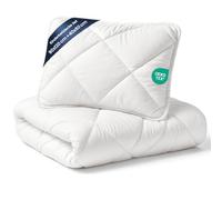 Couette enfant et oreiller parure couverture pour lit bébé microfibre | blanc 90x120 cm Set pour tout-petit garnissage respirant léger doux chambre microfibre couette uni