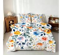 Couette Été 140x200 Aquarelle Imprimée, Bohémien Fleurs Couette sans Housse en Microfibre, Réversible Ultra Douce Parure lit 2 Pièces avec Taie d'oreiller - 4 Saisons Lavable en Machine I&Po103
