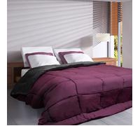 Couette été 140x200 cm COCOON BICOLORE Prune/Gris garnissage fibre polyester 200g/m2