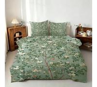 Couette Été 140x200 Fleurs Imprimée, Botanique Floral Couette sans Housse en Microfibre, Réversible Ultra Douce Parure lit 2 Pièces avec Taie d'oreiller - 4 Saisons Lavable en Machine I&Lo250